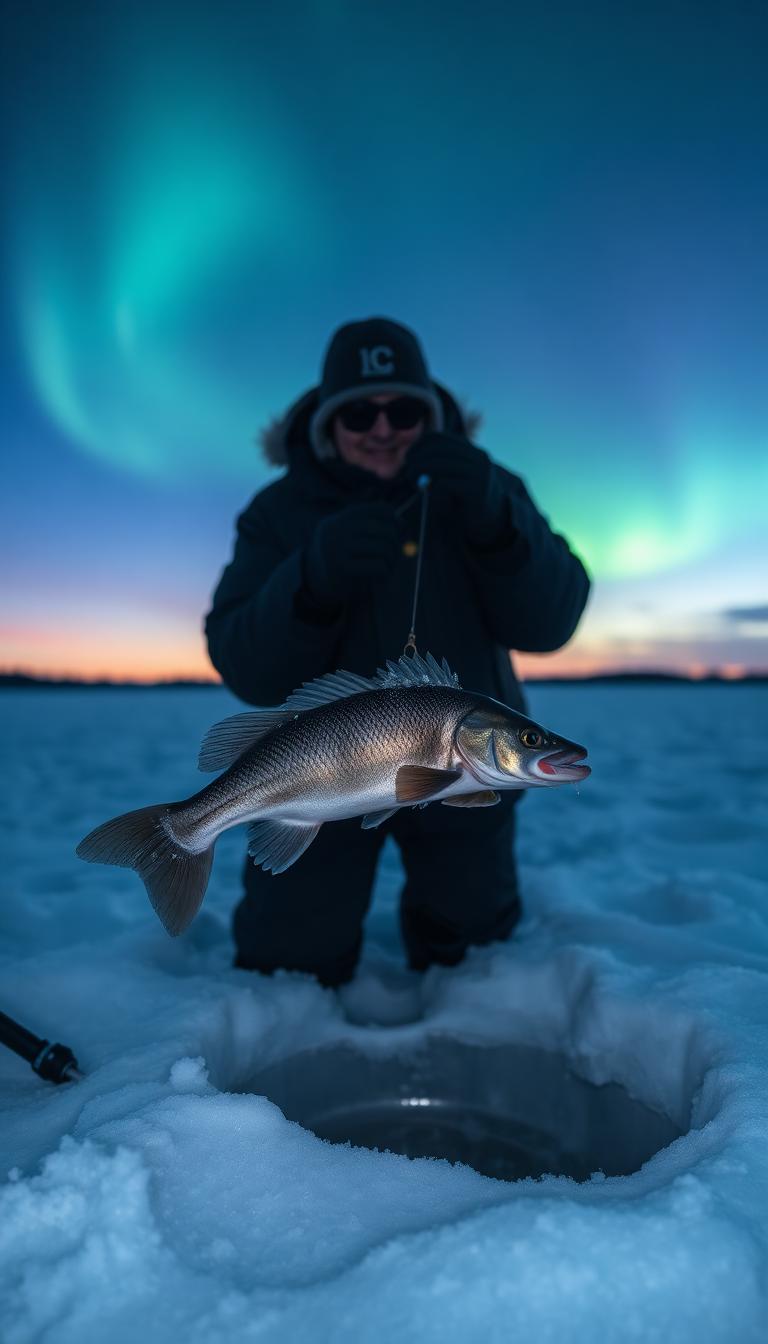 Aurora & a fat walleye through the ice. Doesn't get more peaceful than this.