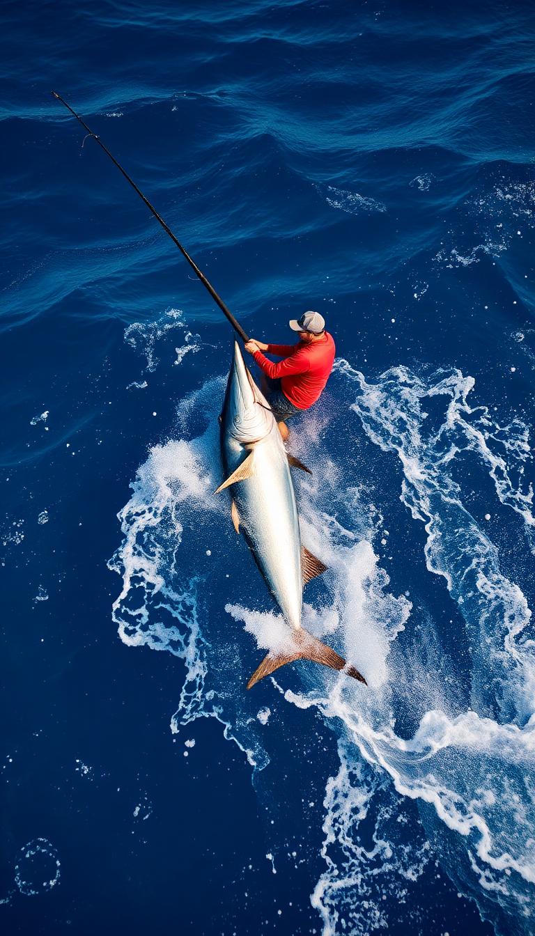 Hooked up to a 400lb blue. 45 minute fight. Released to fight another day ๐
